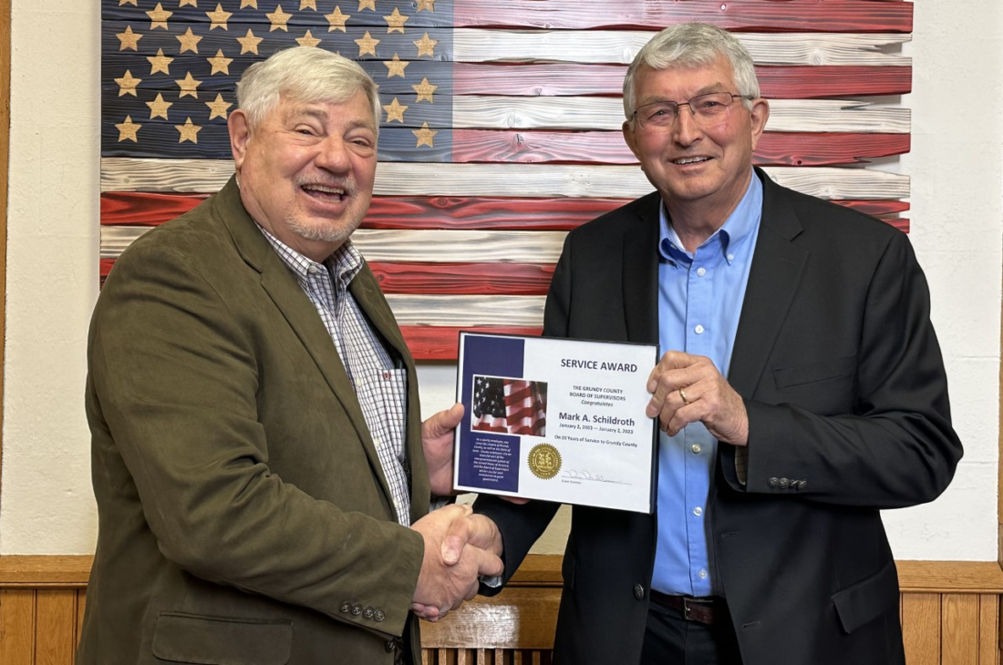Supervisor Schildroth, Cox honored for years of service to Grundy Co